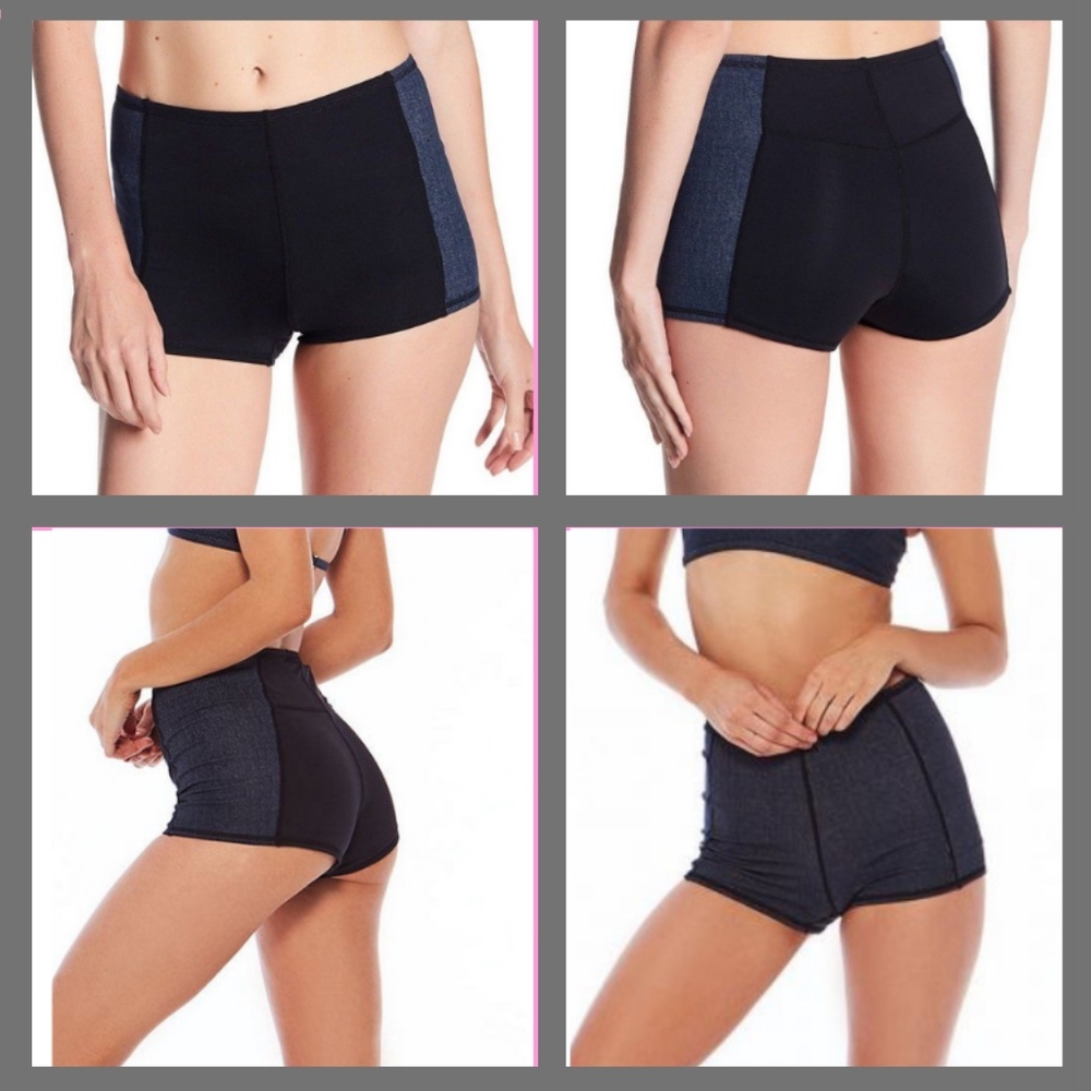 NWT L Space Verona‎ Colorblock Short Bikini Bottom Denim/Black [SZ Small ]